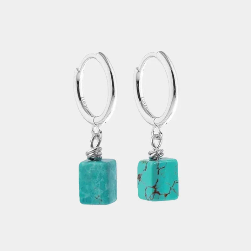 S925 Silver Turquoise Dangle Earrings - OOAKB