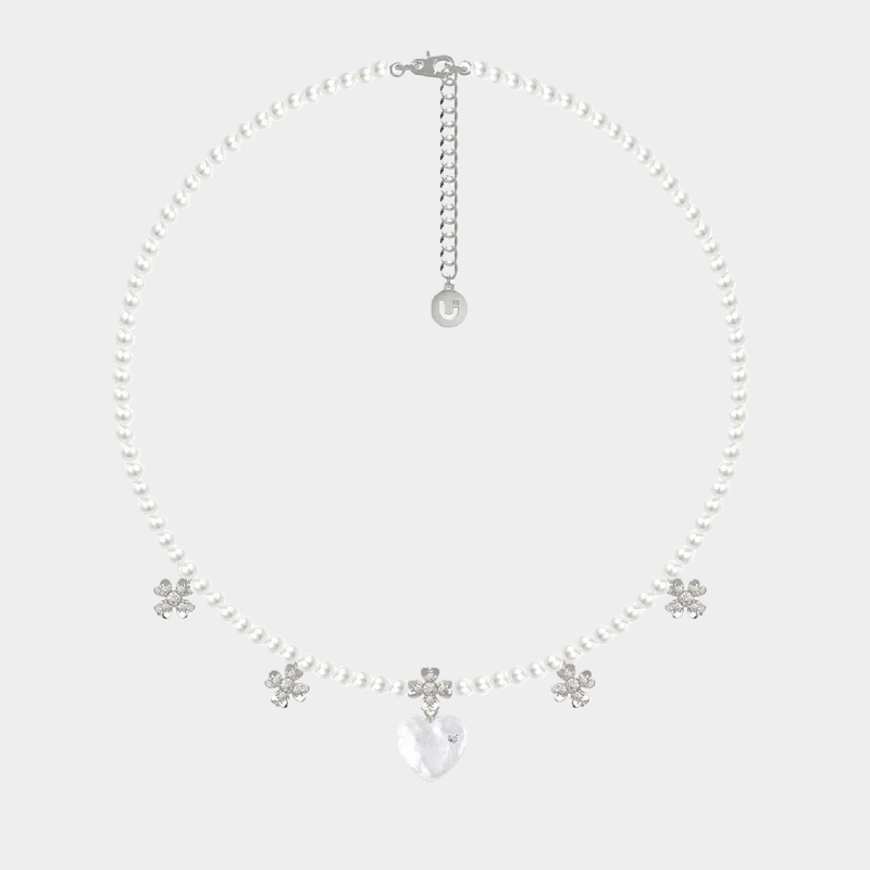 Sparkling Zircon Baroque Heart-Shaped Pearl Collarbone Chain