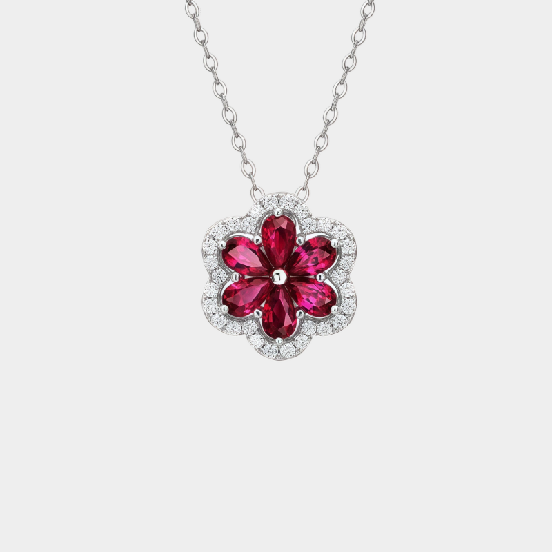 Brilliant Flower Ruby Flower Light Luxury Collar Chain