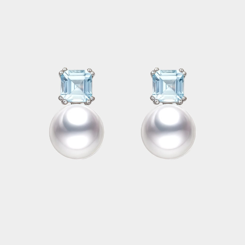 Topaz S925 Silver Saltwater Pearl Earrings