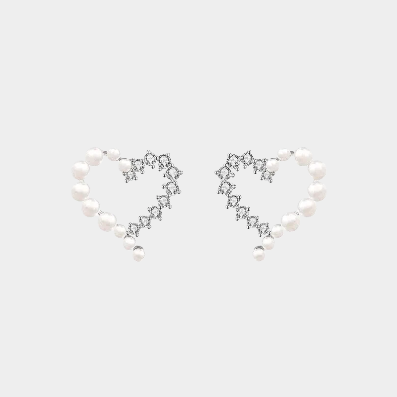 Textured Heart-Shaped Pearl Earrings Unisex