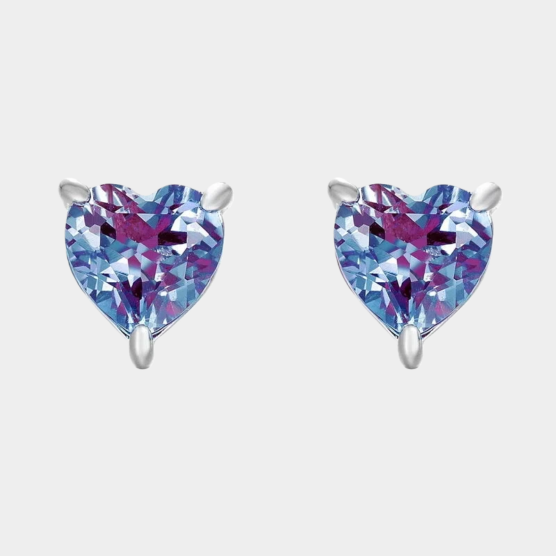 Alexandrite Heart-Shaped Earrings