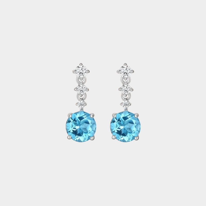 Topaz S925 Rhodium Plated Ice Blue Zircon Earrings