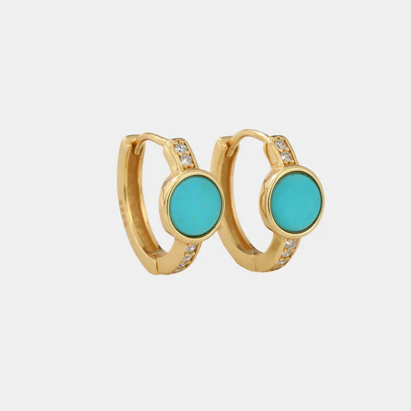Turquoise Round S925 Silver Ear Cuffs - OOAKB