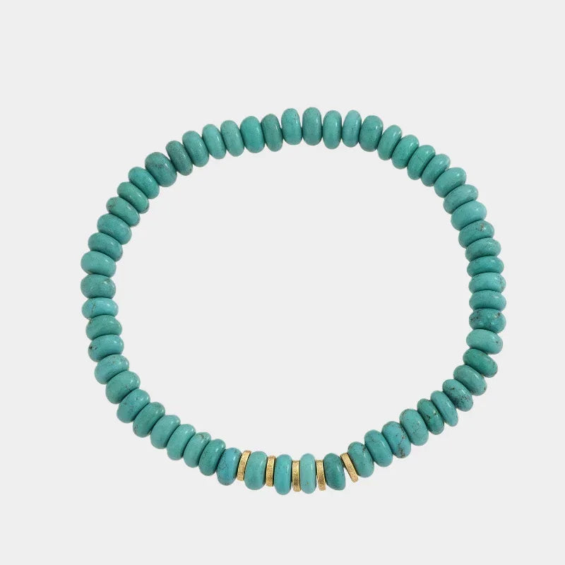 Turquoise Straight-Cut Abacus Bead Adjustable Bracelet - OOAKB