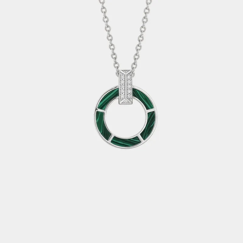 Malachite Round Coin Collar Chain Women's Style - OOAKB