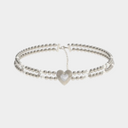 Double-Layer Beaded Heart-Shaped Pearl Collarbone Chain