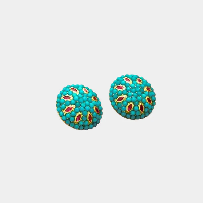 Turquoise Millet Bead S925 Silver Earrings - OOAKB