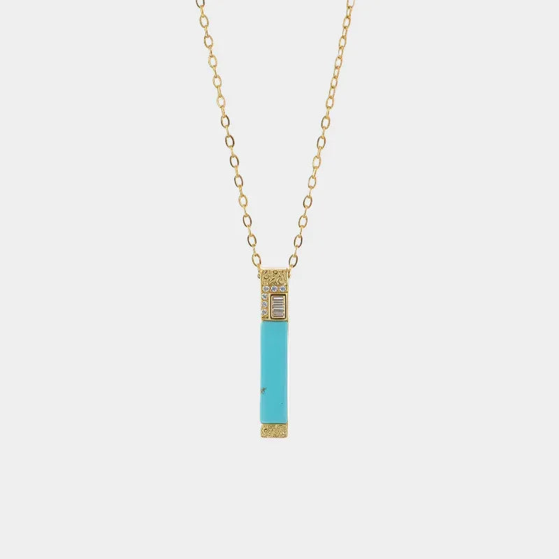 Natural Turquoise Cylindrical Luxury Necklace - OOAKB