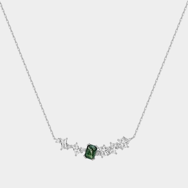 Light Luxury Moss Agate Collarbone Necklace