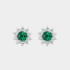 Brilliant Series Emerald Sunflower Earrings