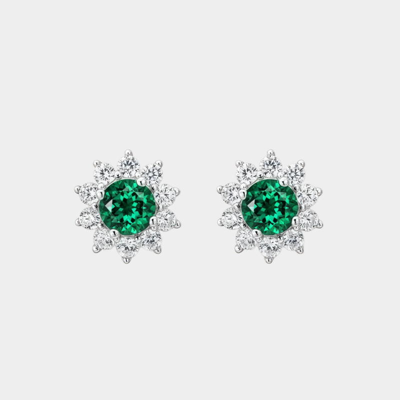Brilliant Series Emerald Sunflower Earrings