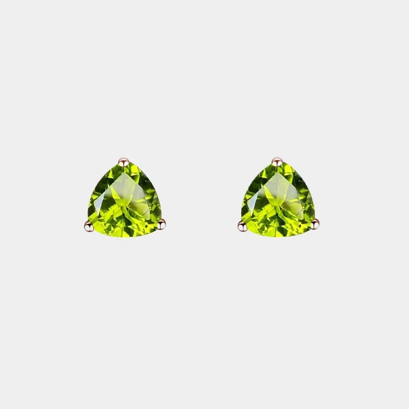 Natural Peridot Triangle Youthful Silver Earrings - OOAKB