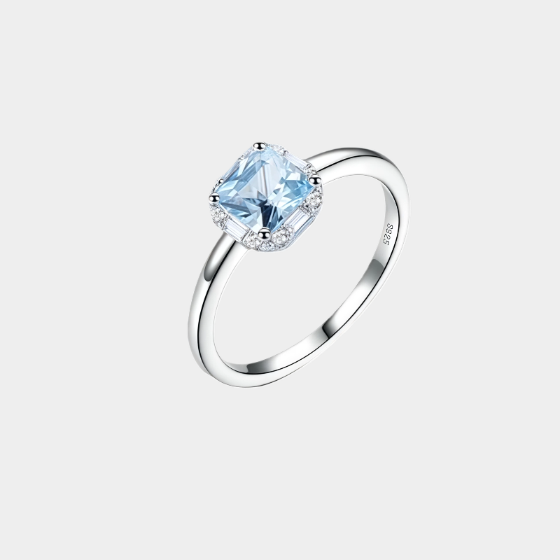 Sea Blue Topaz S925 Silver Open Ring