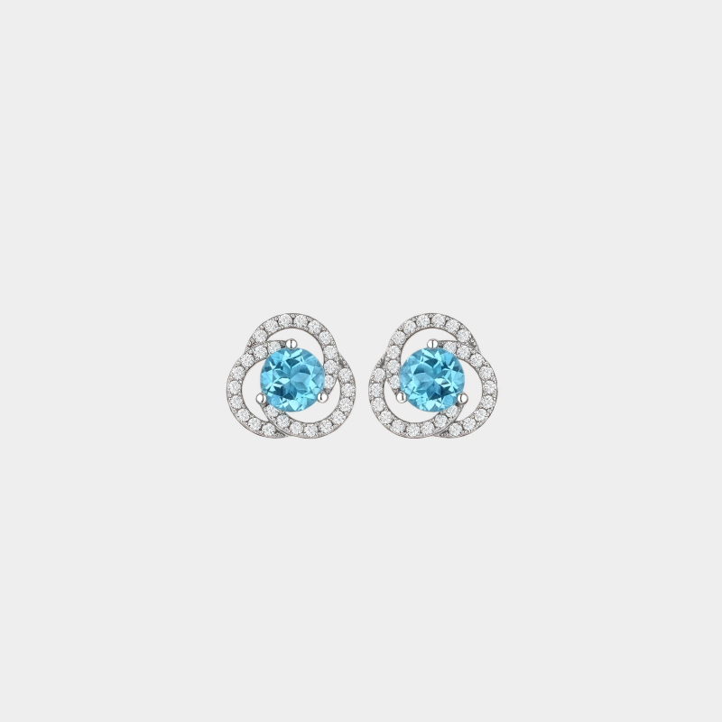 Topaz S925 Rhodium Plated Semi-Circle Earrings