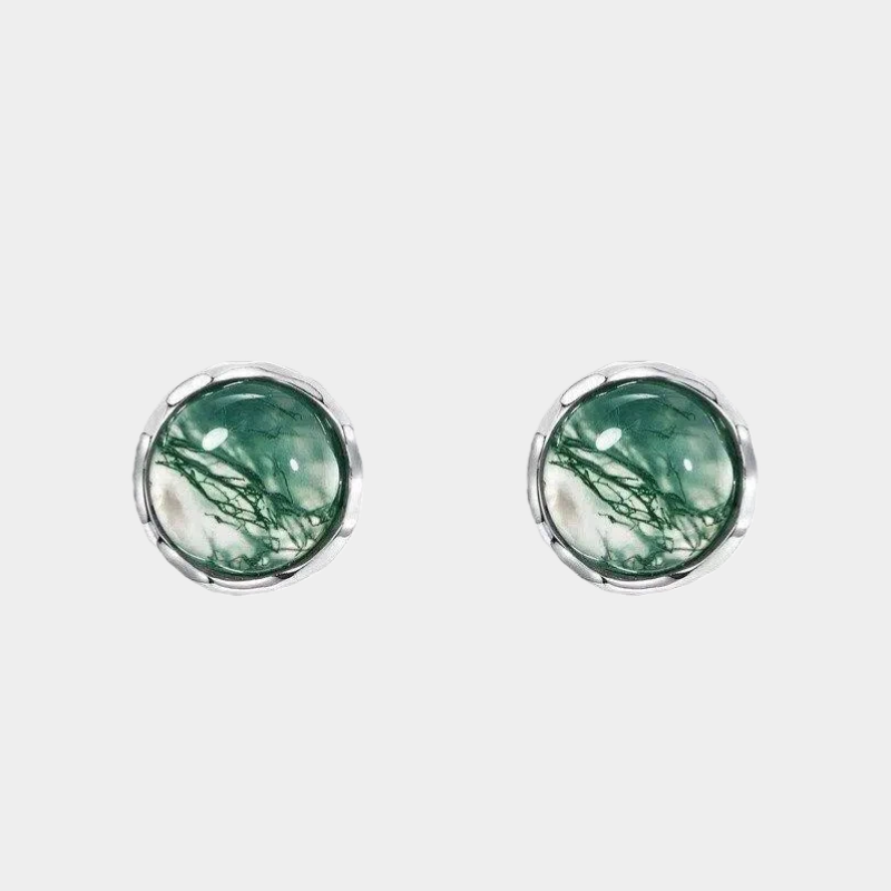 Minimalist and Light Luxury Moss Agate Earrings
