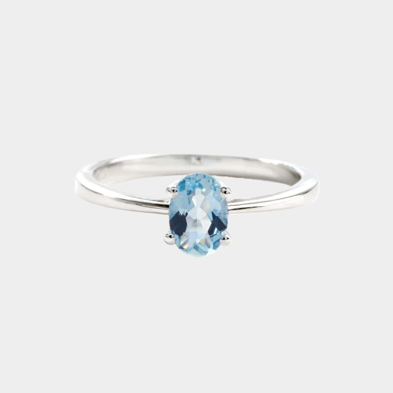 Aquamarine Minimalist Index Finger Ring