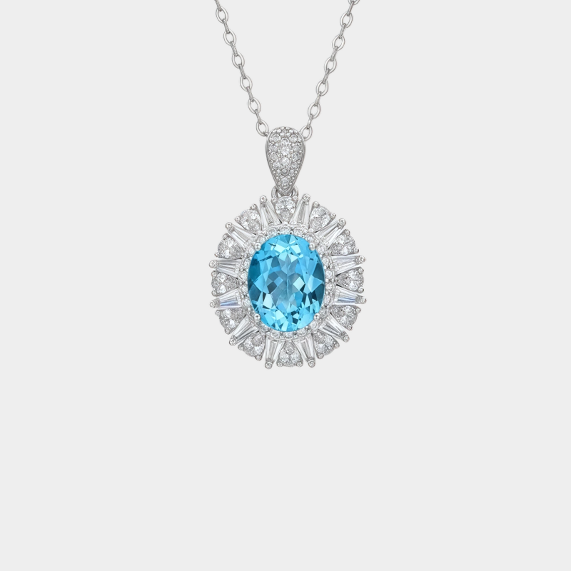 Topaz Collar Necklace Women's Style S925 Silver