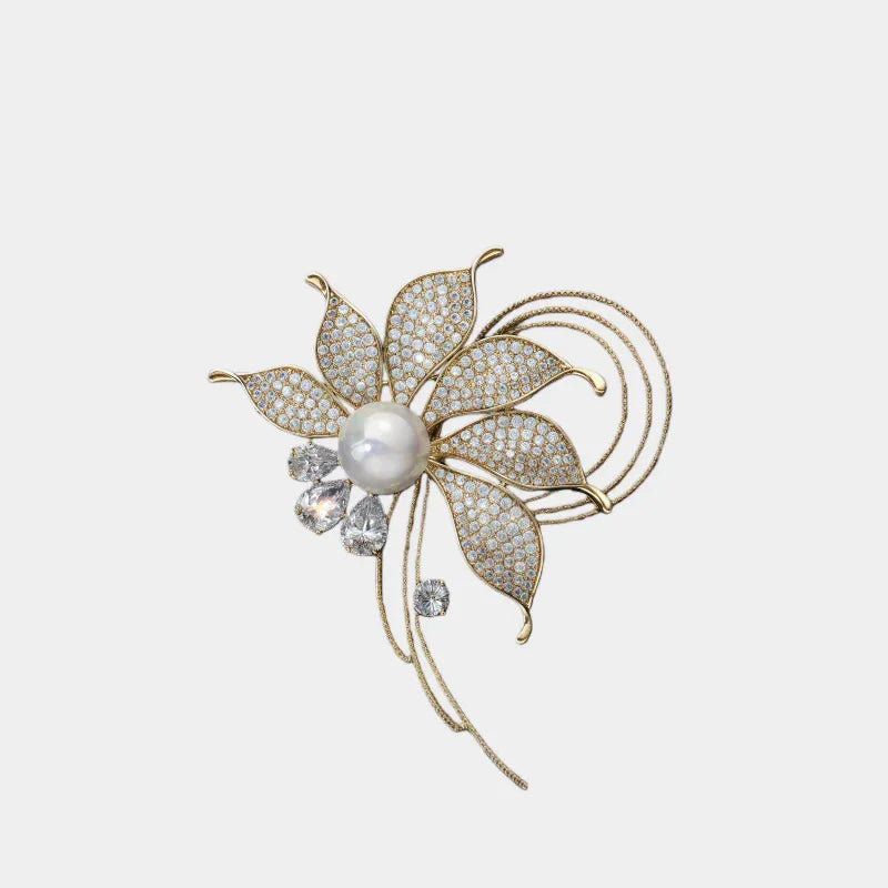 Spider Lily Pearl Brooch S925 Silver Women's Style - OOAKB