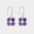 Lucky Clover Series Amethyst Four-Leaf Clover Earrings