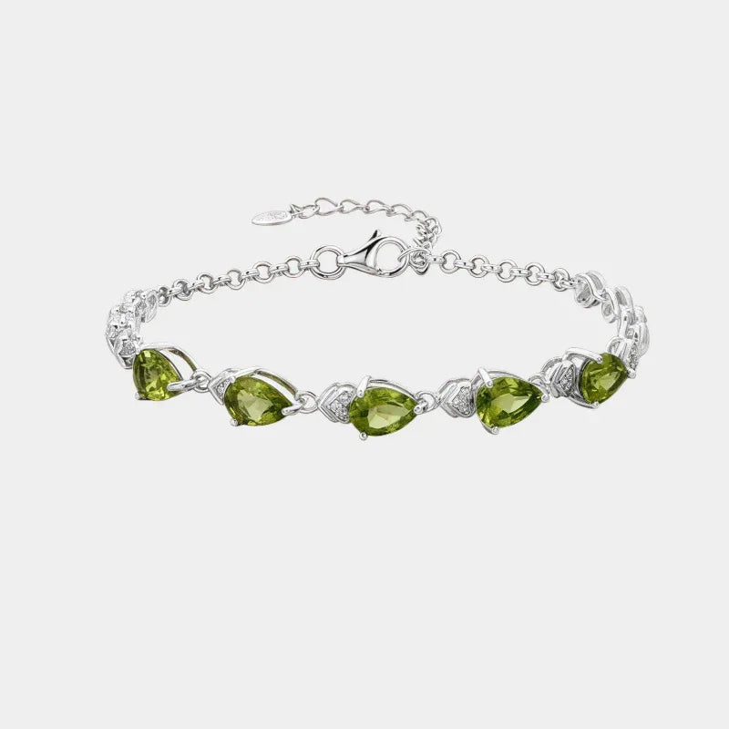 Natural Peridot S925 Silver Bracelet Women's Style - OOAKB