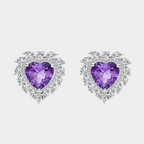Heart of the Ocean Series Amethyst Heart Earrings