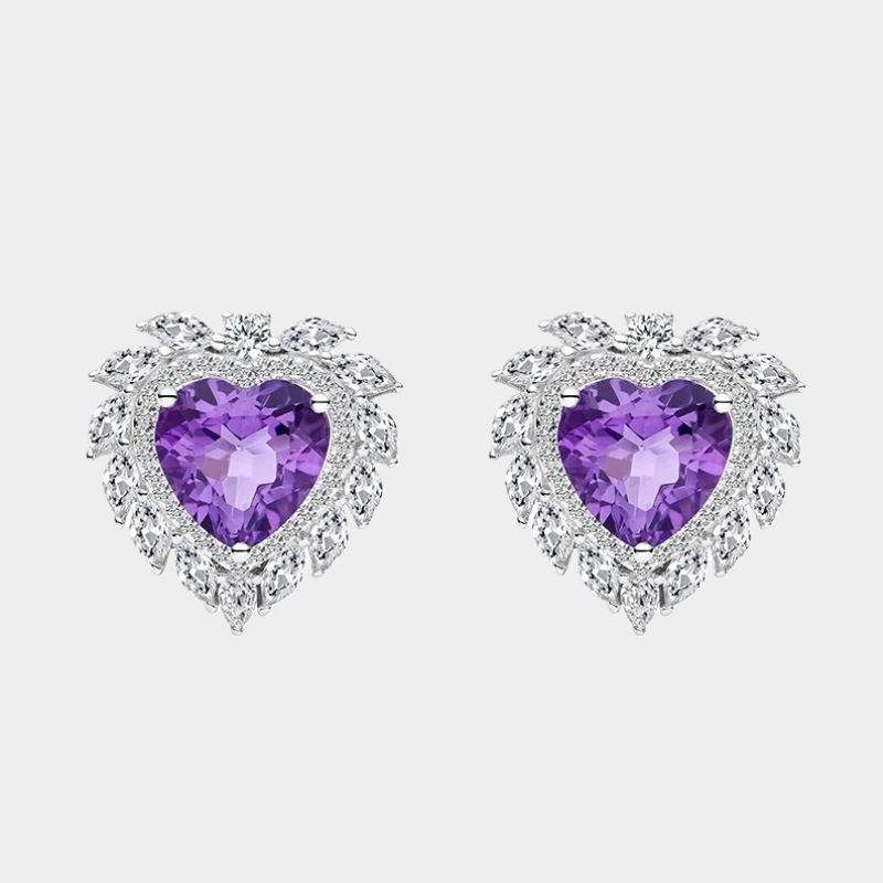 Heart of the Ocean Series Amethyst Heart Earrings