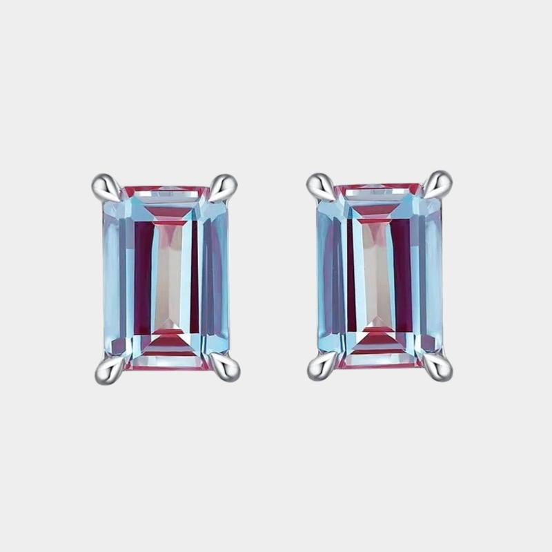 Alexandrite Minimalist Geometric Earrings