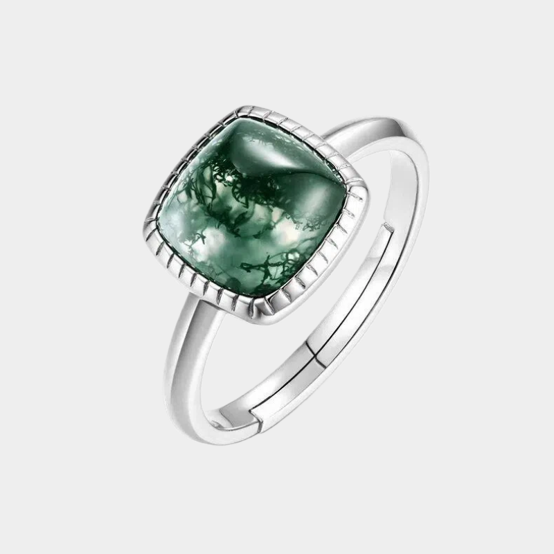 Sugar Loaf Moss Agate Open Ring