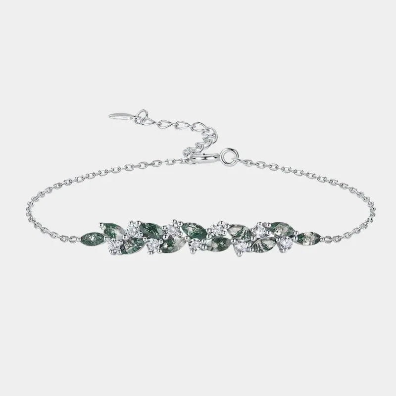 Vine Adjustable Moss Agate Bracelet - OOAKB