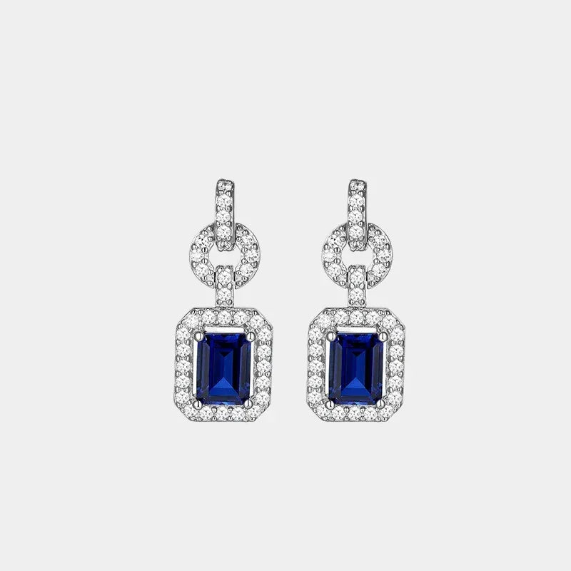 Sapphire S925 Silver Square Sugar Earrings - OOAKB