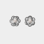 3D Stereo Camellia Freshwater Pearl Earrings