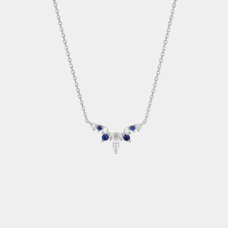 Sapphire S925 Silver Crown-Shape Necklace - OOAKB