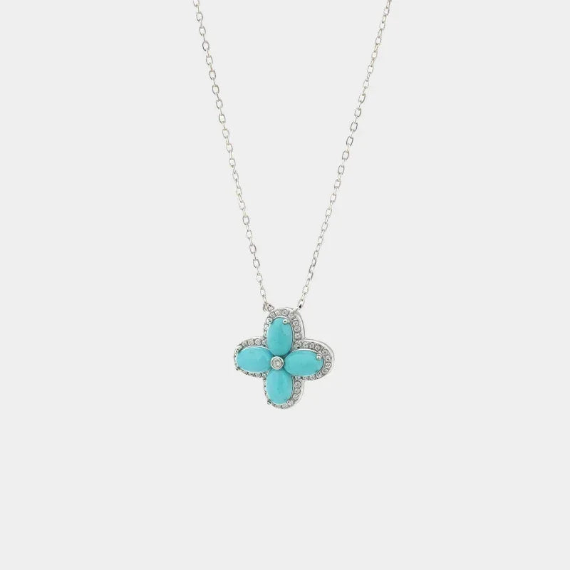 Natural Turquoise Clover Luxury Necklace - OOAKB