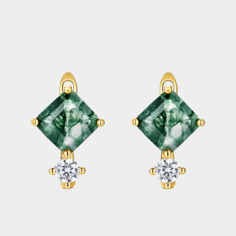 Moss Stone Geometric Fashion Earrings Unisex