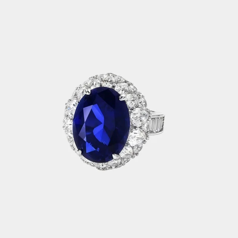 Royal Sapphire Pigeon Egg Ring S925 Silver Women's Style - OOAKB