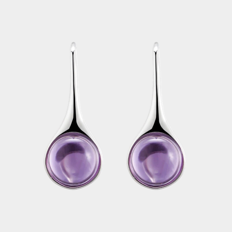Natural Amethyst Teardrop Earrings