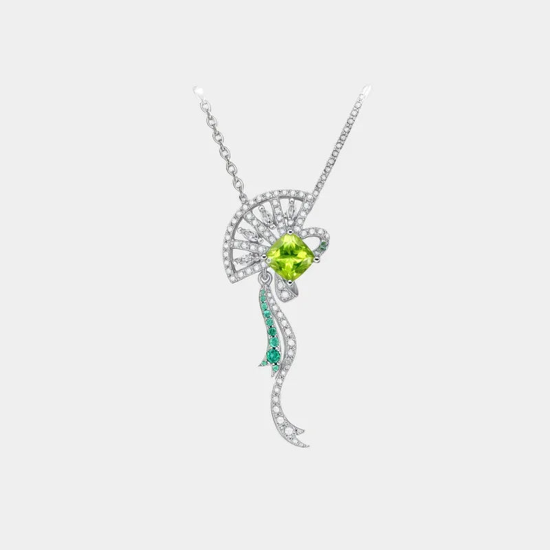Natural Peridot Fan Tassel Necklace - OOAKB