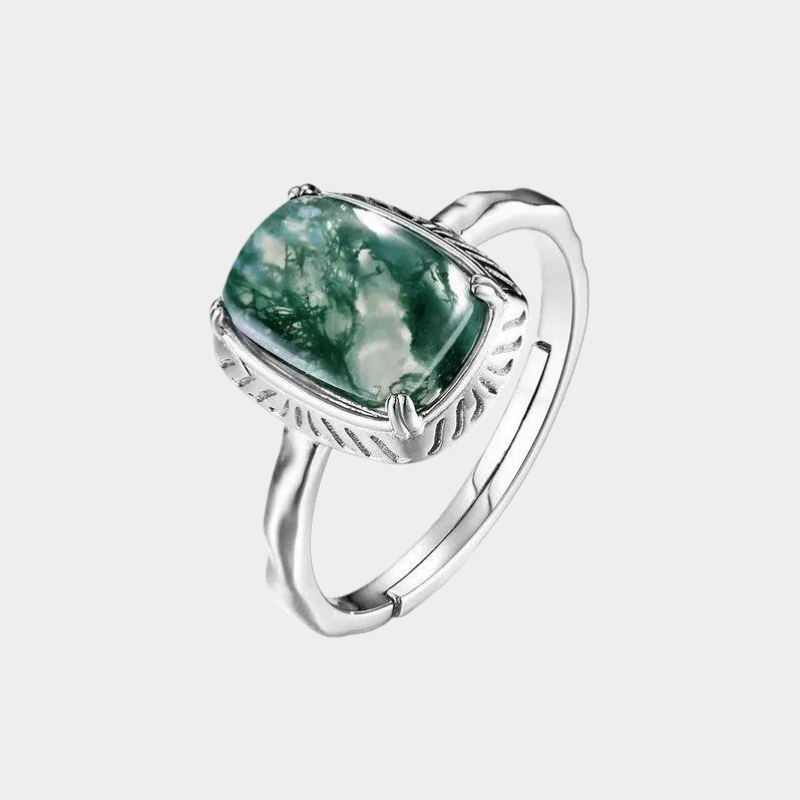 Original Design Moss Agate Open Ring