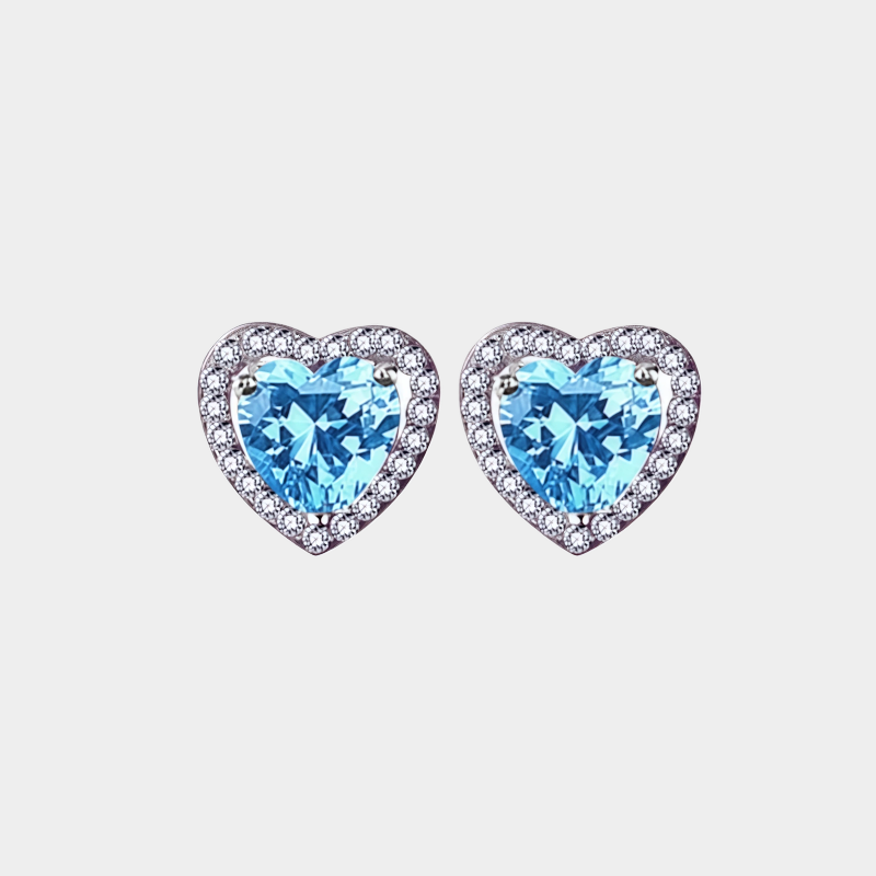 Blue Topaz S925 Silver Heart-Shaped Earrings