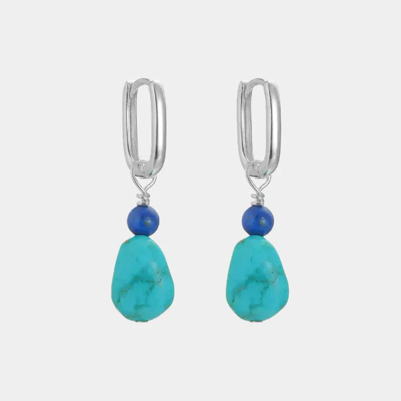 Silver Turquoise & Lapis Lazuli Earrings - OOAKB