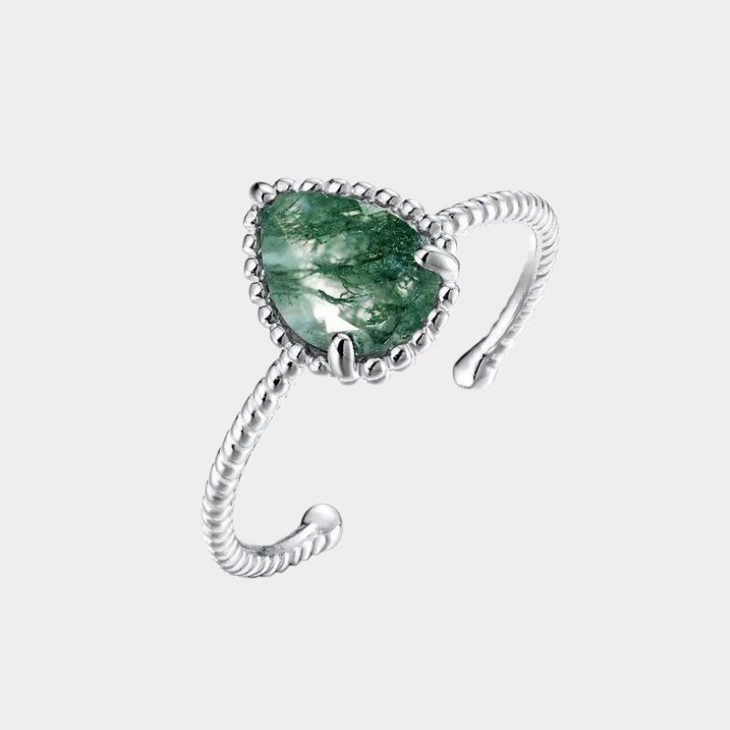 New Style Personality Moss Agate Open Ring