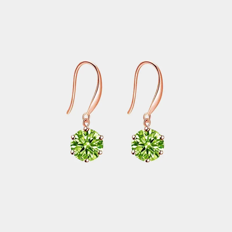 Natural Peridot Retro Six-Claw Luxury Silver Ear Hooks - OOAKB