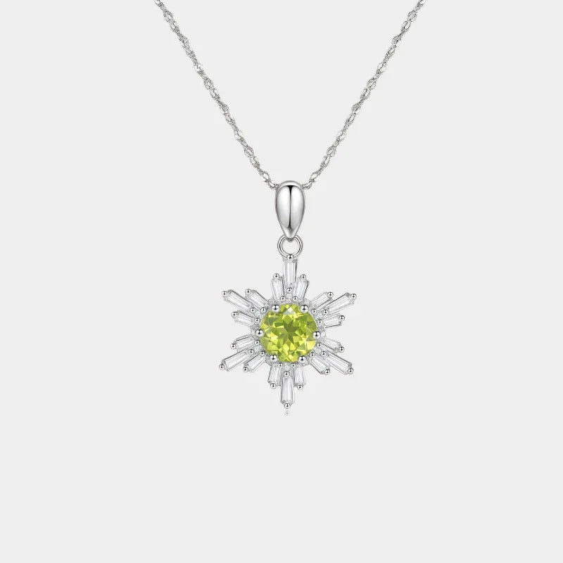 Natural Peridot Snowflake Collar Necklace - OOAKB