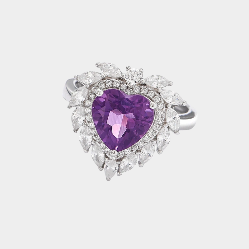 Heart of the Ocean Series Amethyst Adjustable Open Ring