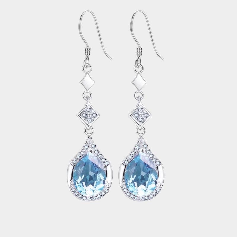Blue Topaz S925 Silver Teardrop Earrings