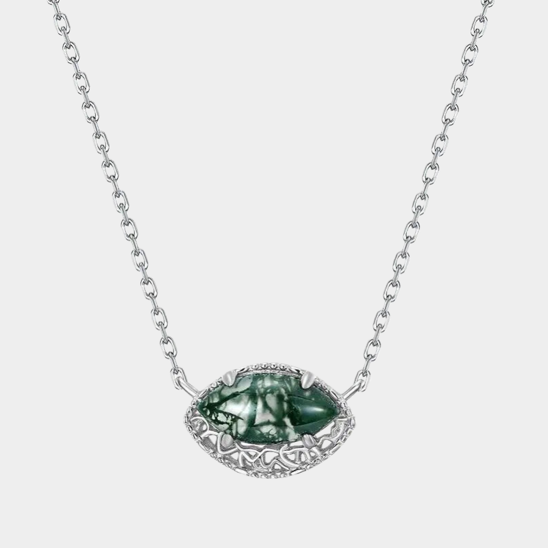 Elegant Moss Agate Collarbone Necklace