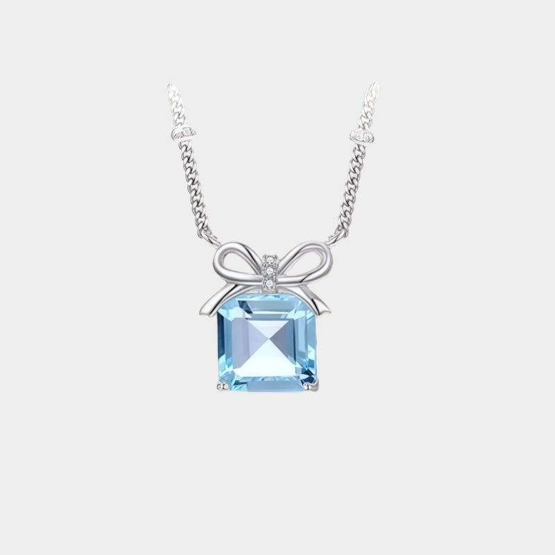 Topaz S925 Silver Bowknot Necklace