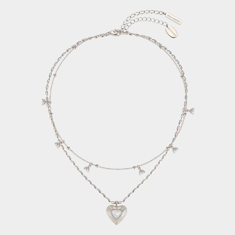 Maillard Heart-Shaped Pearl Double-Layer Necklace