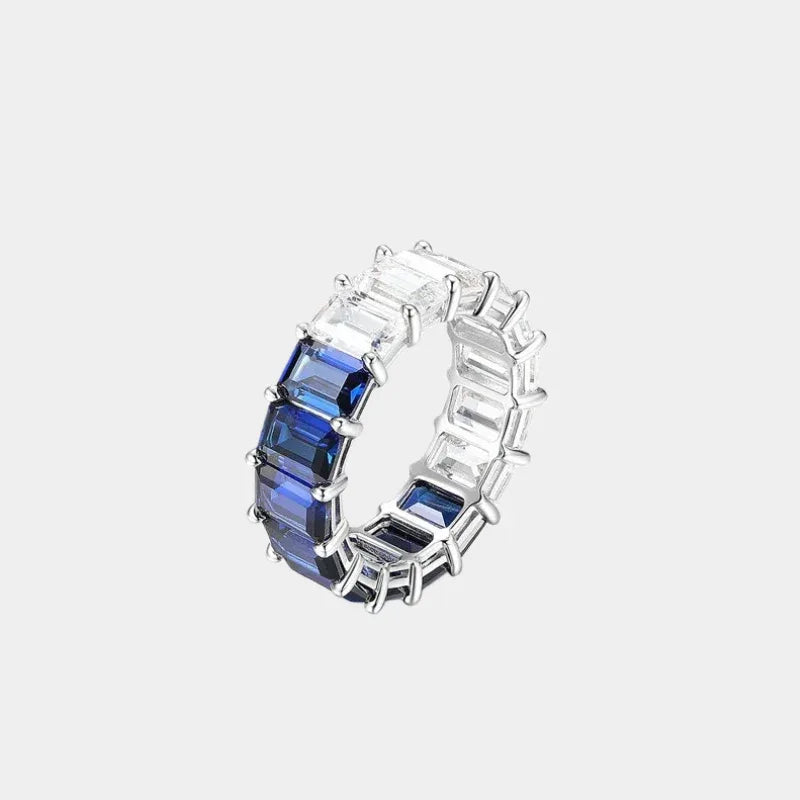Sapphire S925 Silver Square Eternity Ring - OOAKB